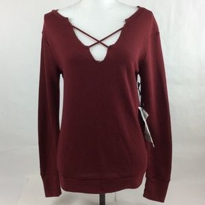 Almost Famous Juniors Strappy- Front Sweatshirt